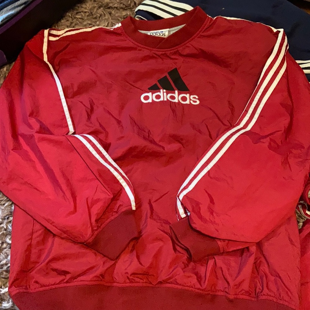 ADIDAS vintage red windbreaker pullover NWT